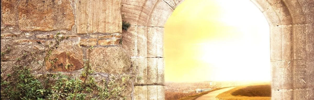 Sunny sky showing through archway